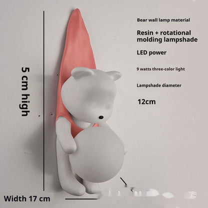 French Cream Bear Wall Lamp