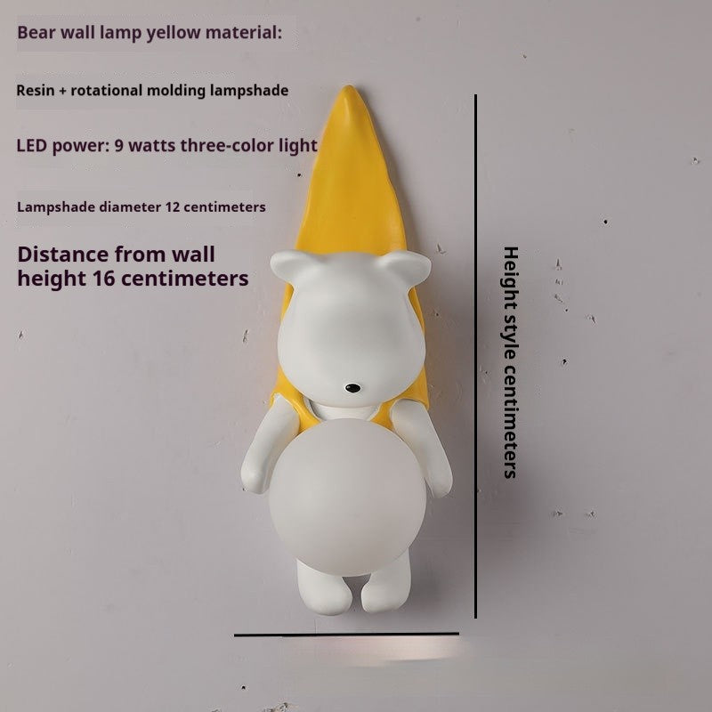 French Cream Bear Wall Lamp