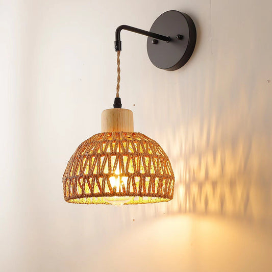 Vintage Rattan Wall Lamp