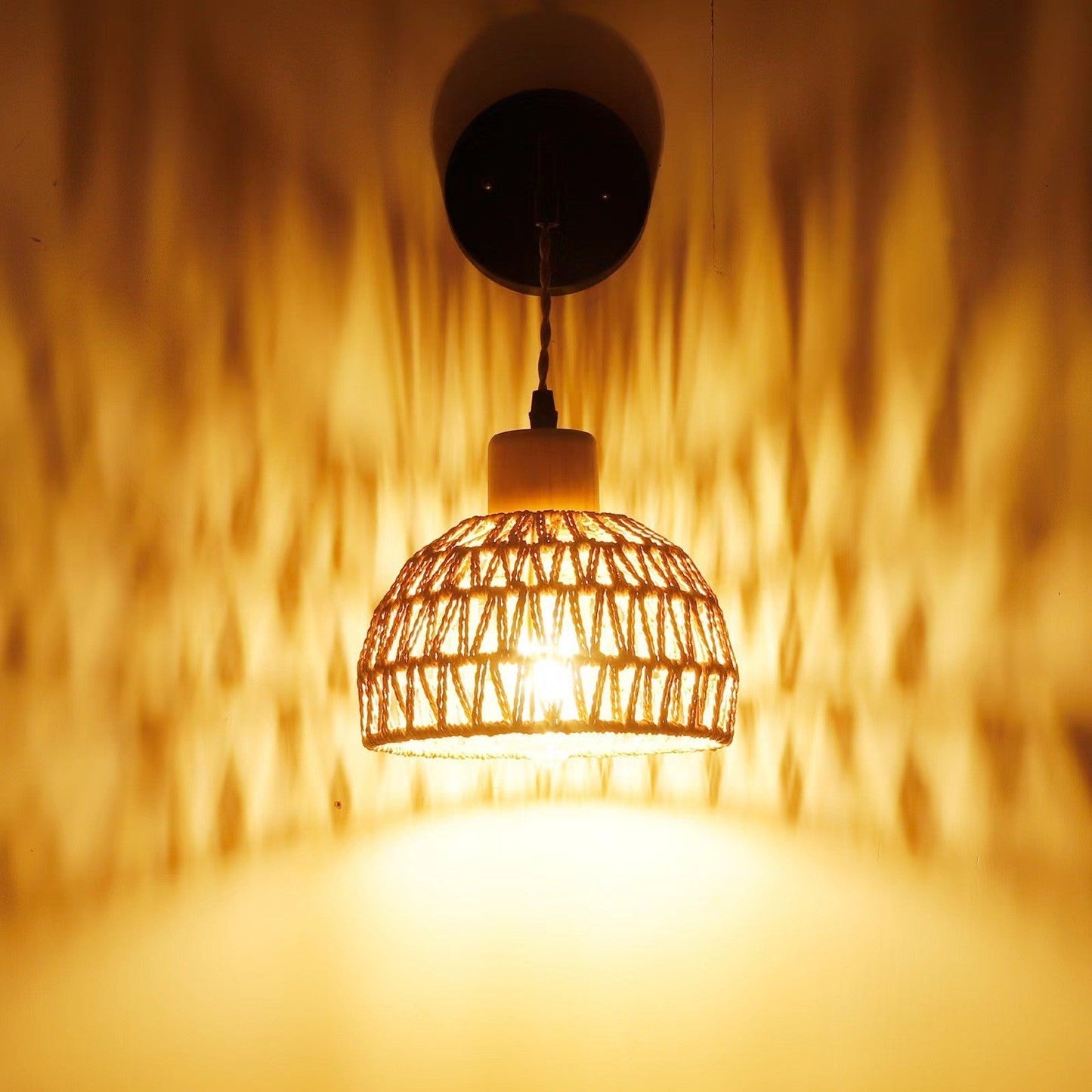 Vintage Rattan Wall Lamp