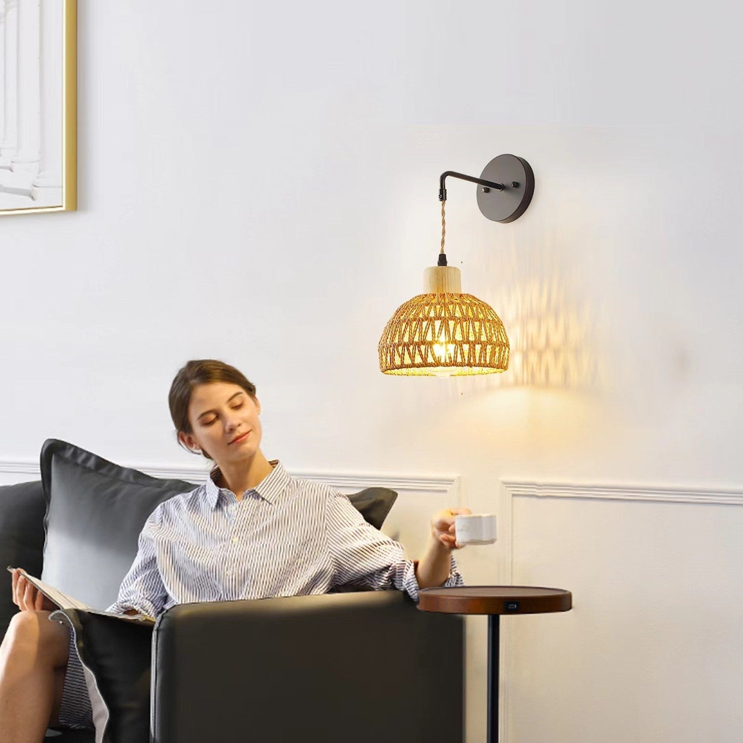 Vintage Rattan Wall Lamp